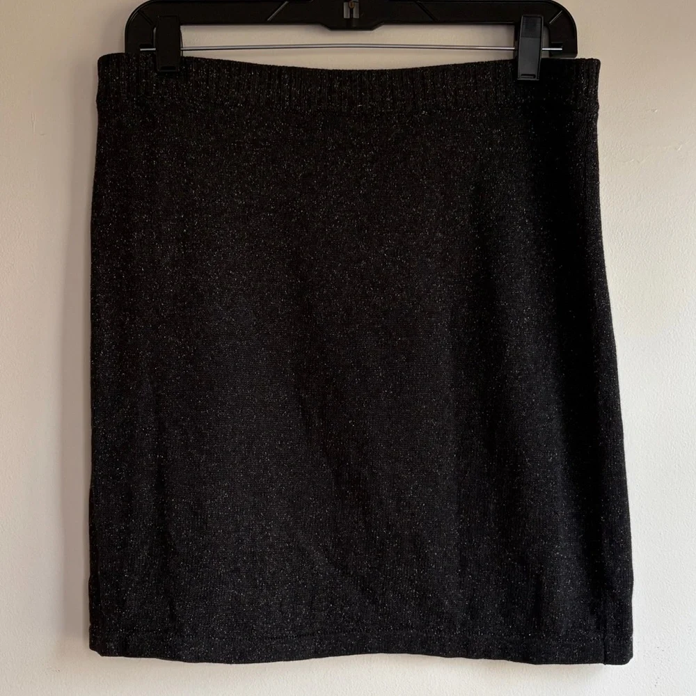 J. Jill Charcoal Gray Silk Cotton Blend Knit Sweater Skirt Size S Petite